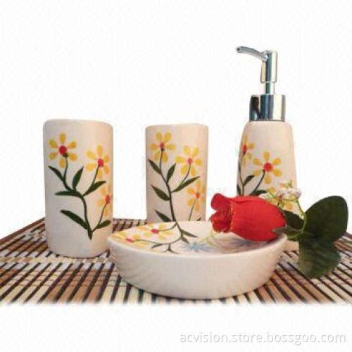 Customized logo white ceramic bathroom set